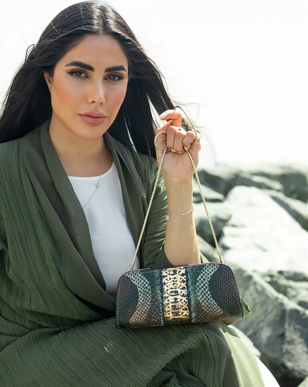 Chic Genuine Python Leather Handbag